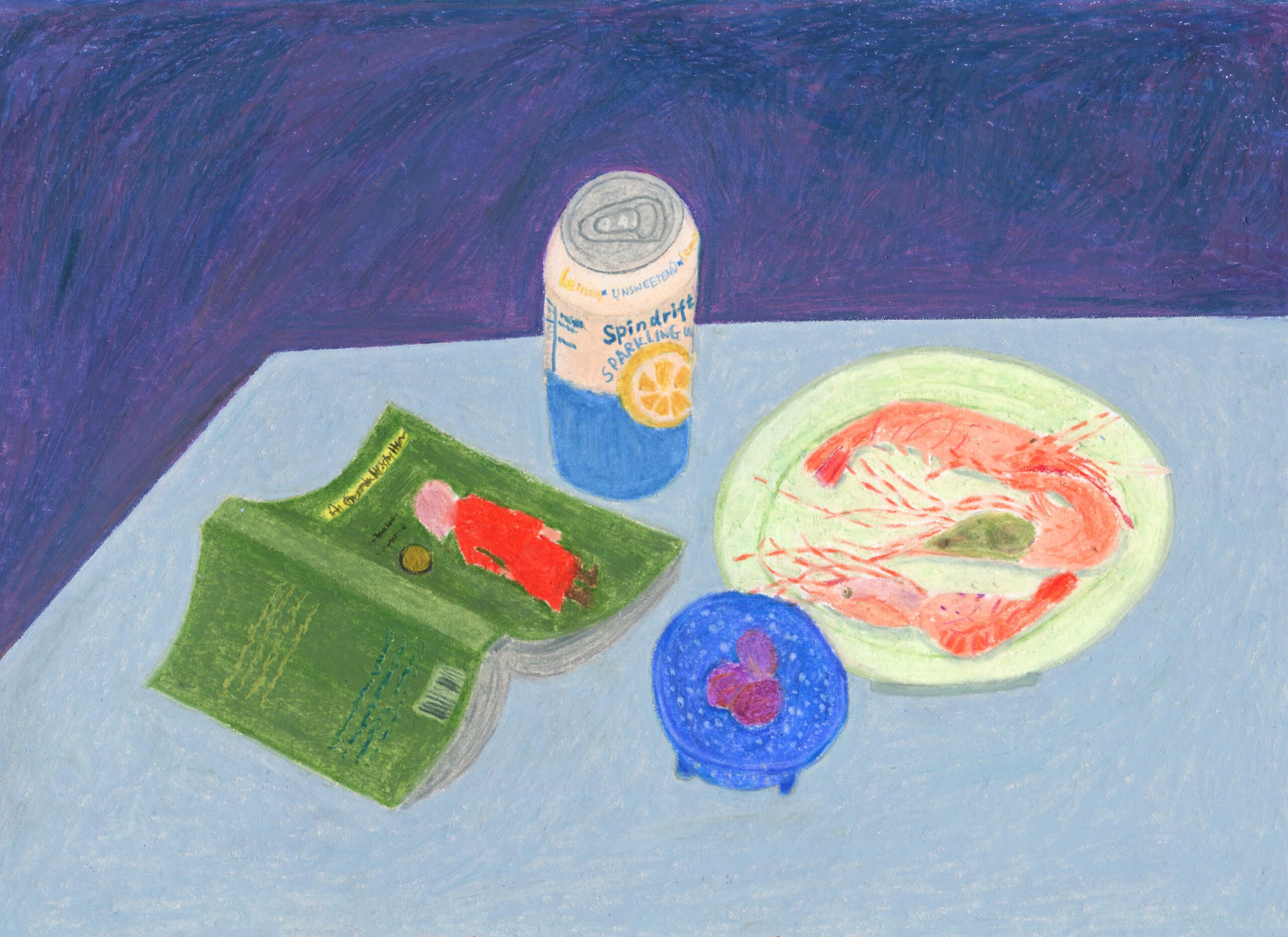 Still lifes. * Oil pastel and color pencil; 7"x10" on paper