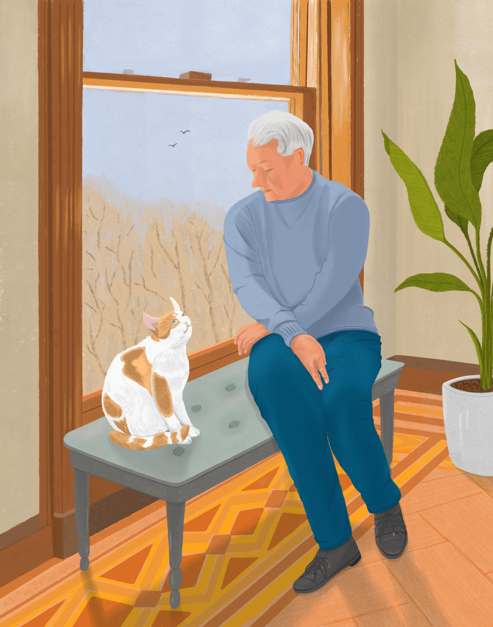 An old man and his cat