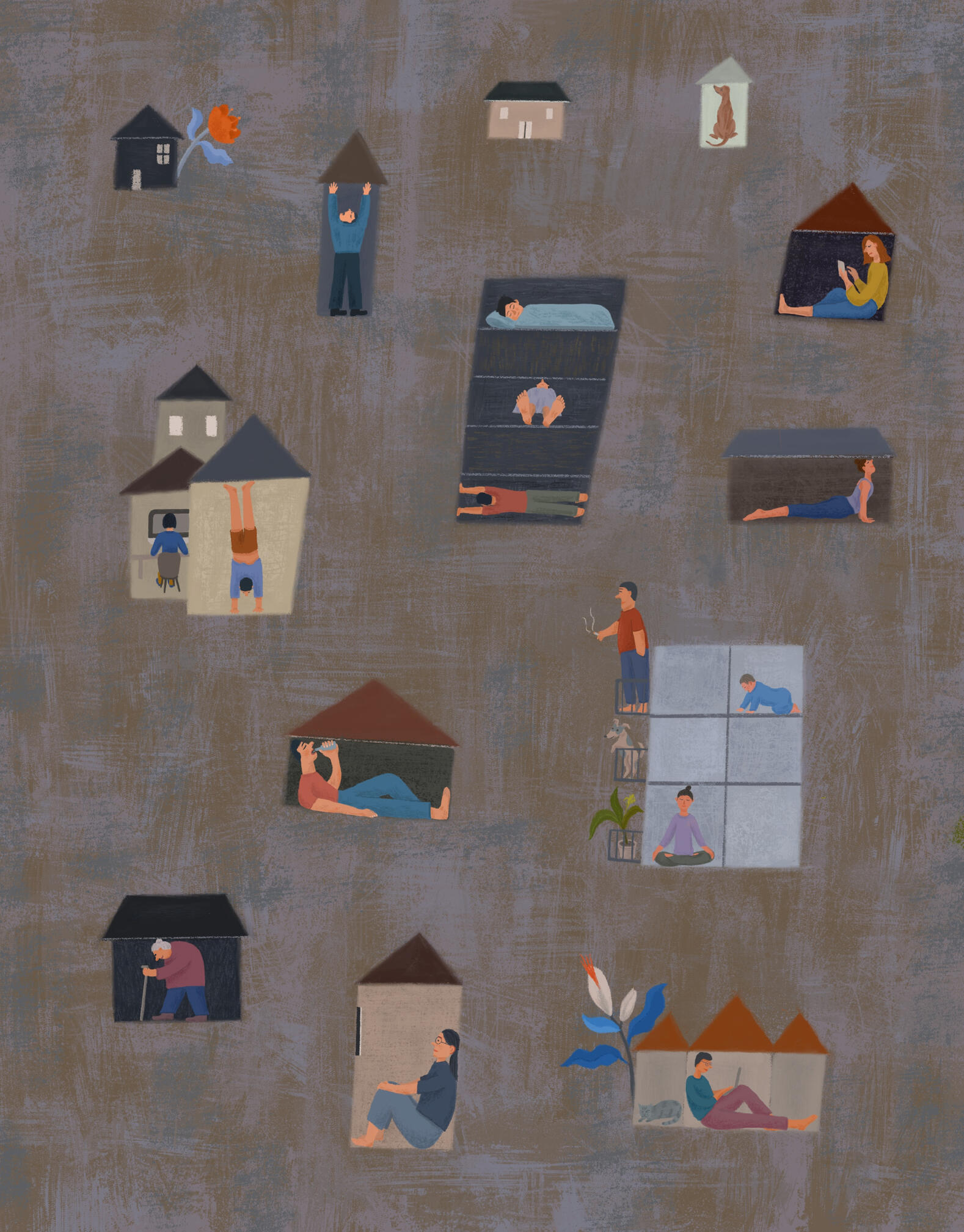 Stay Home - At Home, Alone Together. Illustrations created during COVID quarantine.