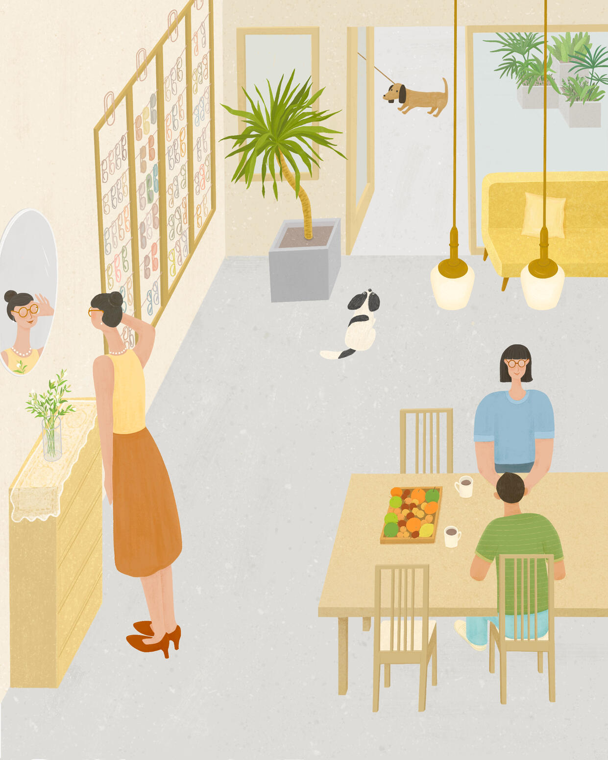 A commission project invited by Faceclip, an optical shop in Shanghai, for their anniversary. This illustration was created based on a few photos of their two chain shops during several years, for interior decoration, business card and glasses cloth.